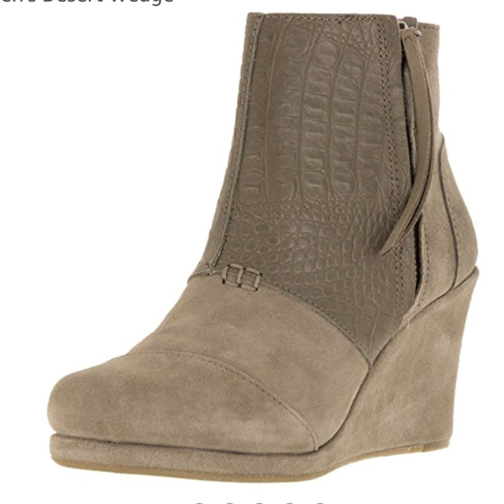 Toms Desert Wedge Bootie Croc Embossed